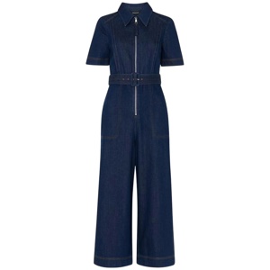 Whistles Denim Pintuck Belted Jumpsuit